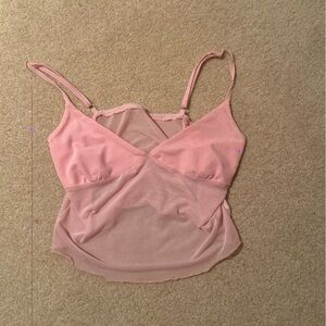 Pink Mesh Crop Top